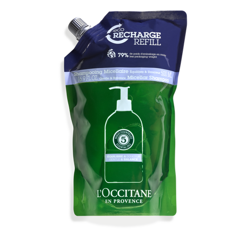 image 1/1 de Éco-recharge Shampoing micellaire Douceur et Équilibre Aromachologie 500 ml | L’Occitane en Provence